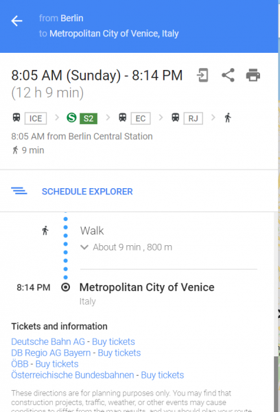 Google Maps, if you would like to book, Google directs to the booking engines of the companies where you need to start all over with your booking query